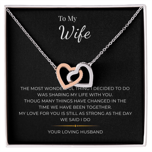 To My Wife Interlocking Hearts Necklace