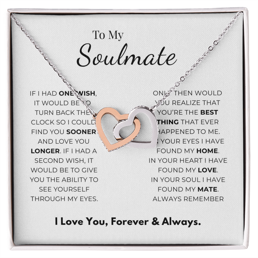 To My Soulmate Interlocking Hearts Necklace