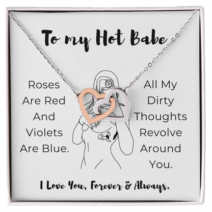 To My Hot Babe Interlocking Hearts Necklace