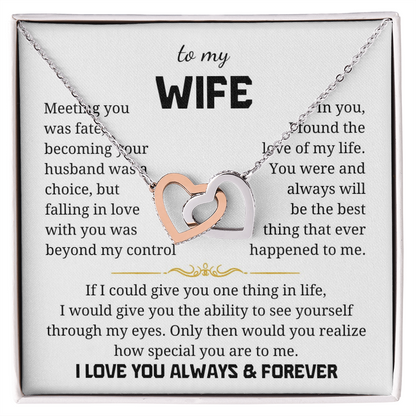 To My Wife Interlocking Hearts Necklace