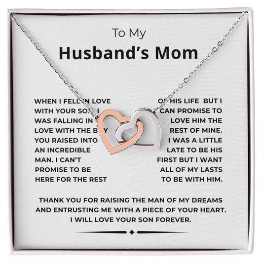 To My Husband's Mom Interlocking Hearts Necklace