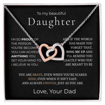 To My Daughter Interlocking Hearts Necklace