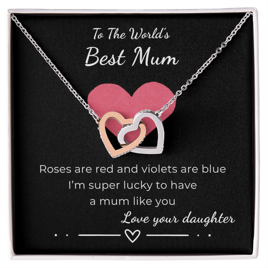 To The World's Best Mom Interlocking Hearts Necklace