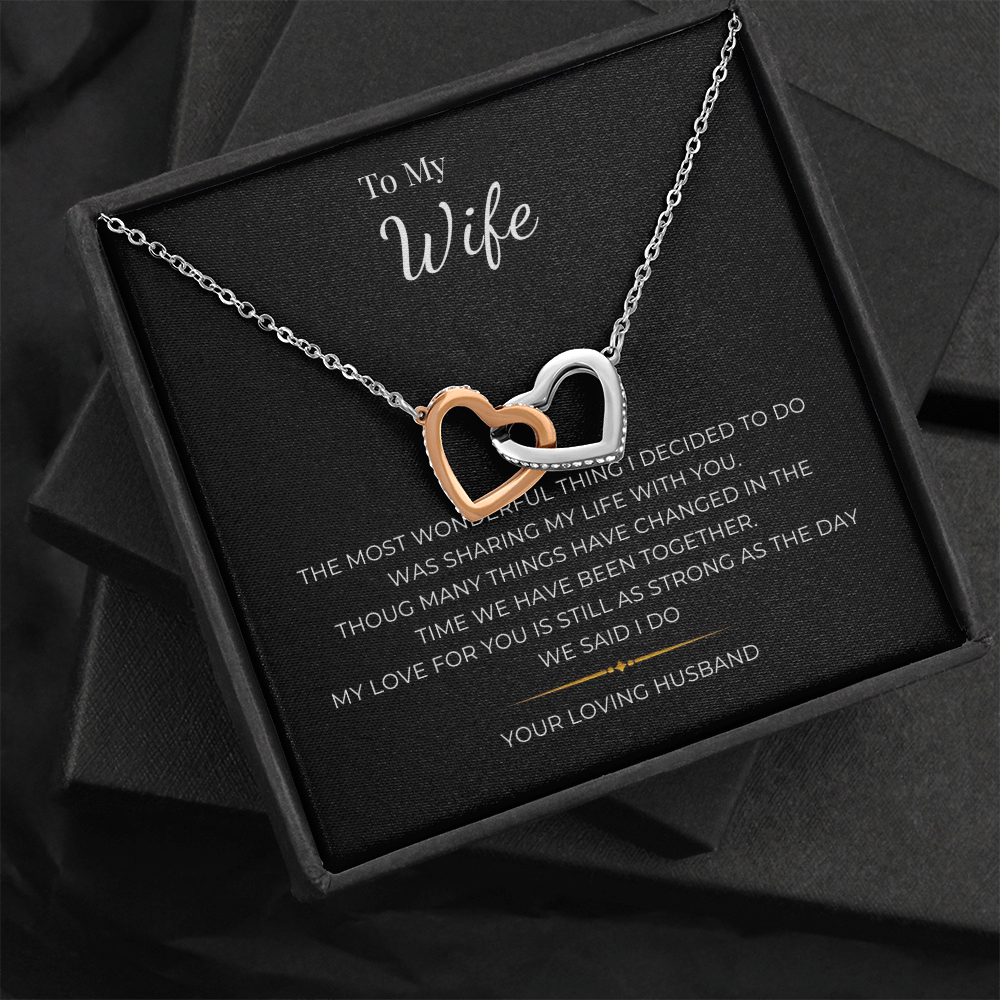 To My Wife Interlocking Hearts Necklace