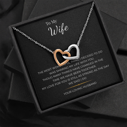 To My Wife Interlocking Hearts Necklace