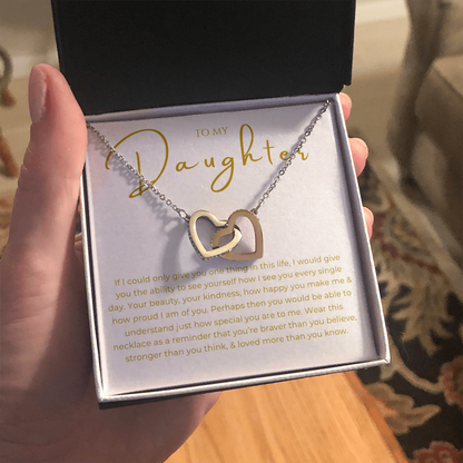 To My Daughter Interlocking Hearts Necklace