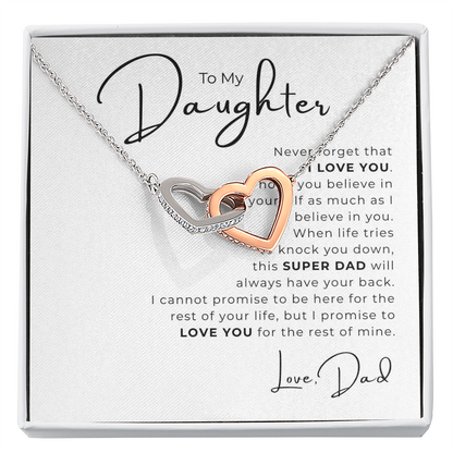 To My Daughter Interlocking Hearts Necklace