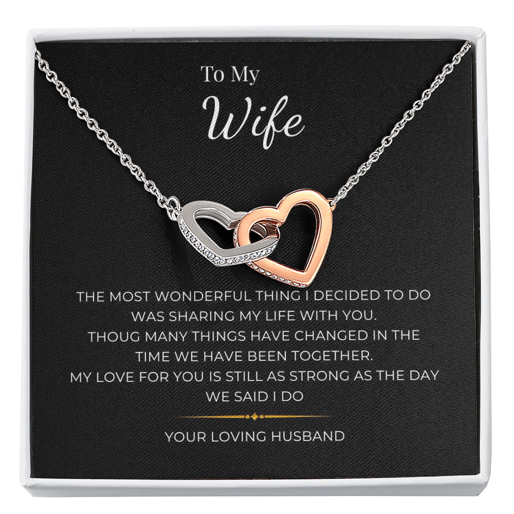 To My Wife Interlocking Hearts Necklace