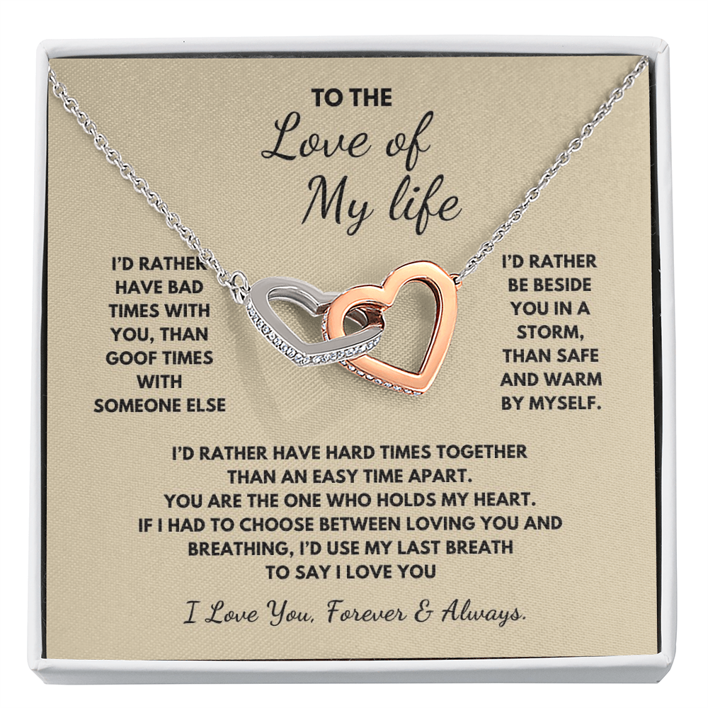 To The Love of My Life  Interlocking Hearts Necklace
