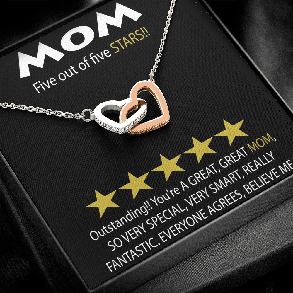 Mom 5 Stars Interlocking Hearts Necklace