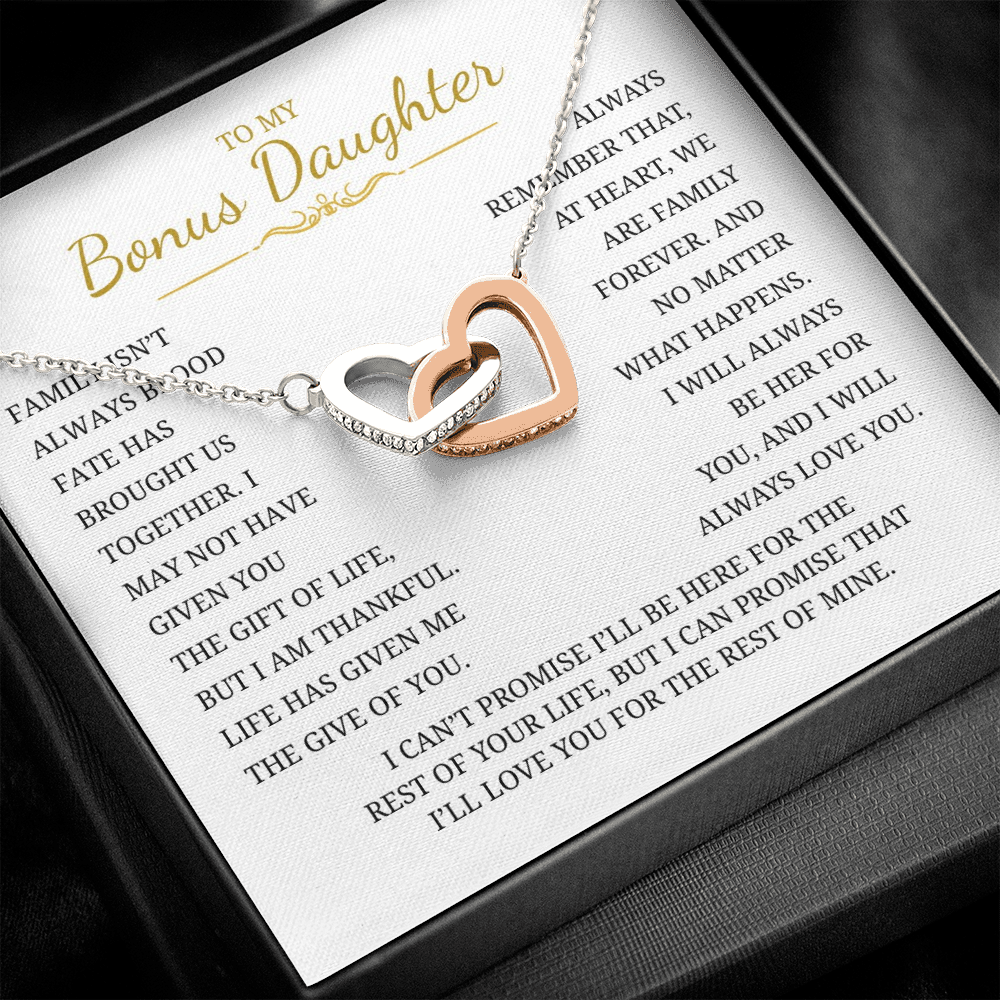 To My Bonus Daughter Interlocking Hearts Necklace