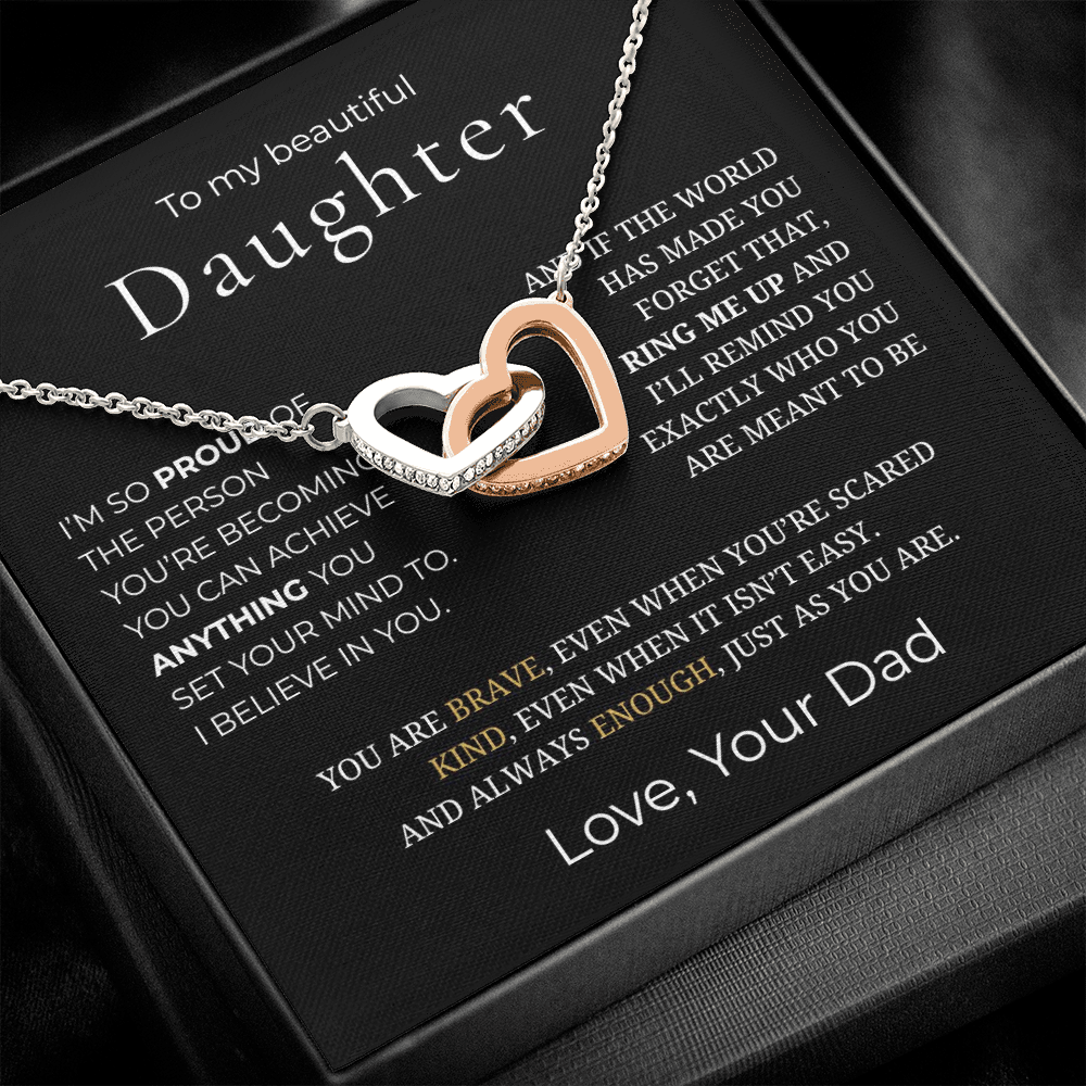 To My Daughter Interlocking Hearts Necklace