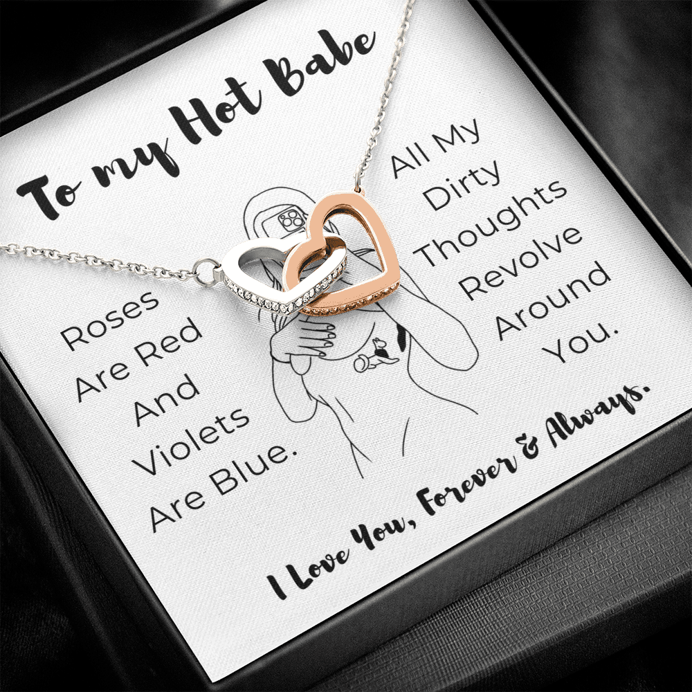 To My Hot Babe Interlocking Hearts Necklace