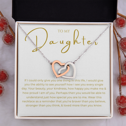 To My Daughter Interlocking Hearts Necklace