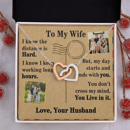 To My Wife Interlocking Hearts Necklace With 2 Photos