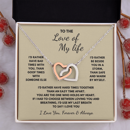 To The Love of My Life  Interlocking Hearts Necklace