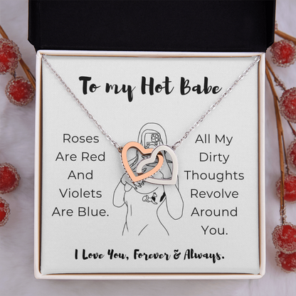 To My Hot Babe Interlocking Hearts Necklace