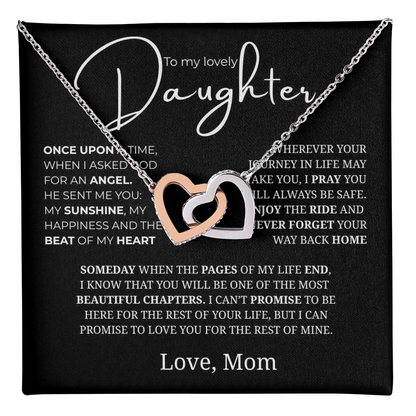 To My Lovely Daughter Interlocking Hearts Necklace