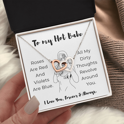 To My Hot Babe Interlocking Hearts Necklace