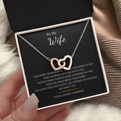 To My Wife Interlocking Hearts Necklace