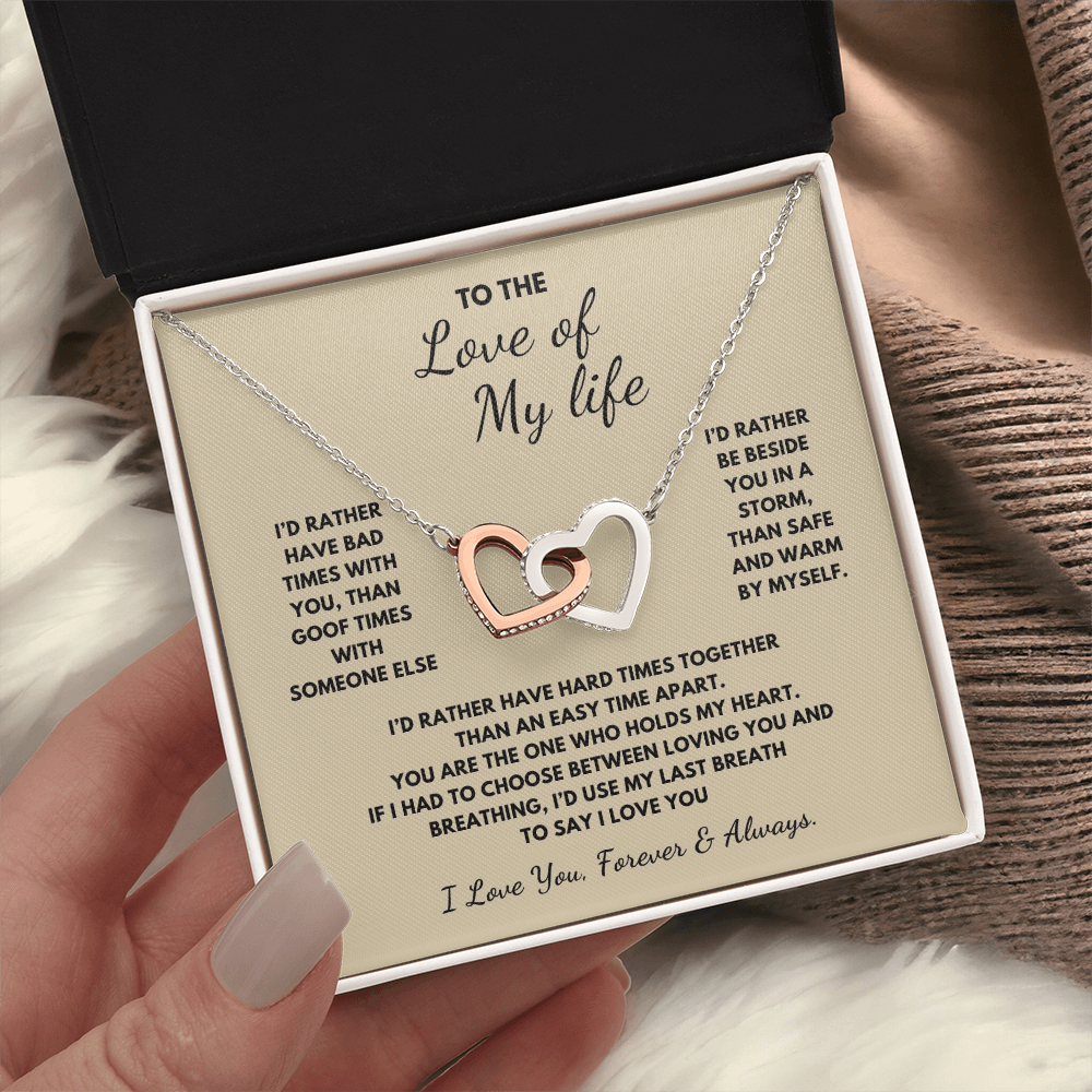 To The Love of My Life  Interlocking Hearts Necklace