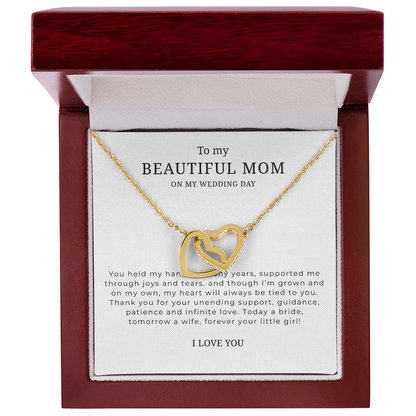 To My Beautiful Mom On My Wedding Day Interlocking Hearts Necklace