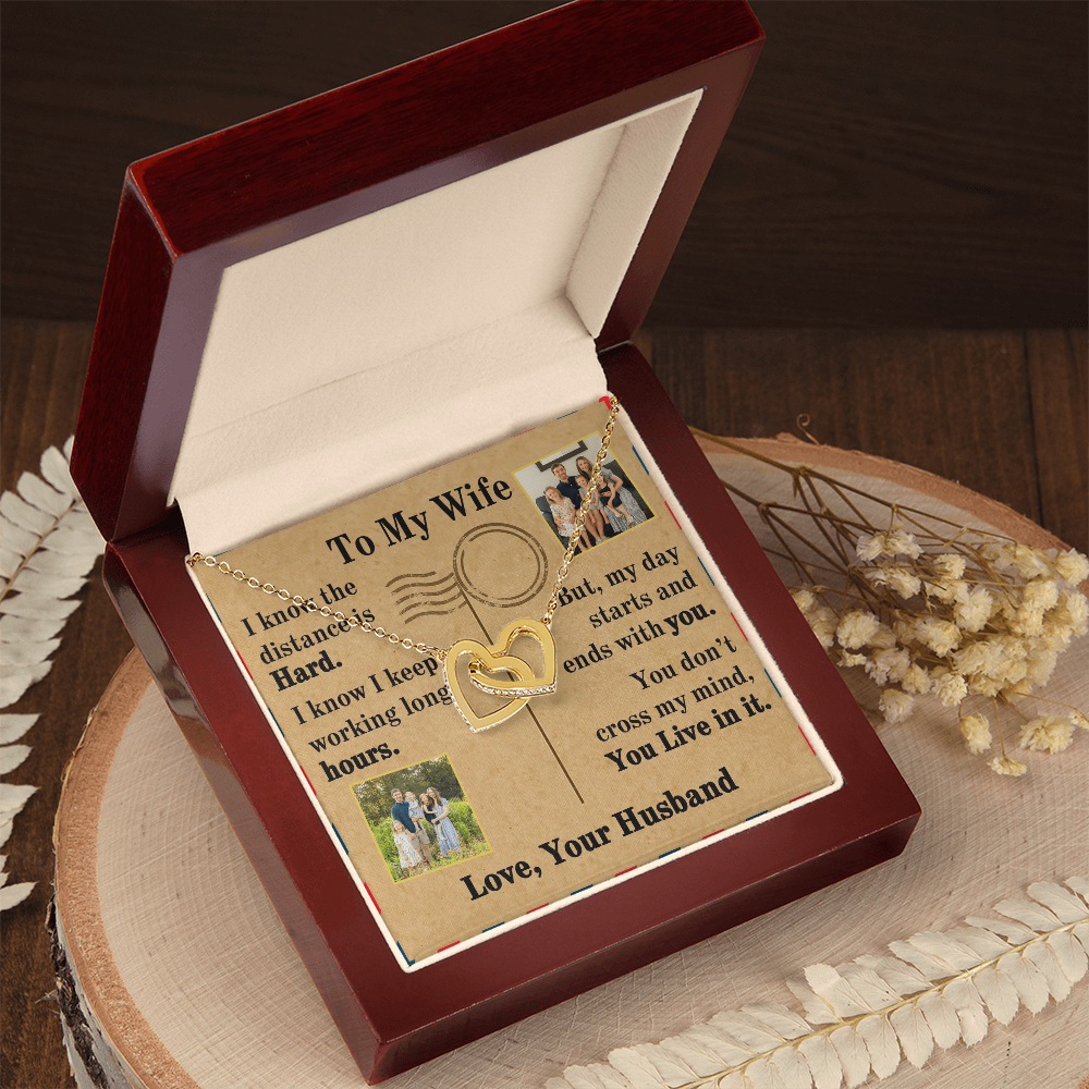 To My Wife Interlocking Hearts Necklace With 2 Photos