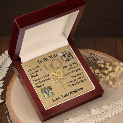 To My Wife Interlocking Hearts Necklace With 2 Photos