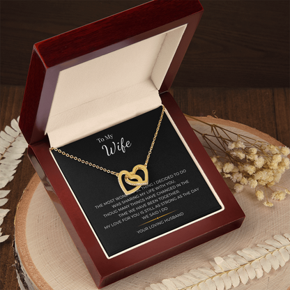 To My Wife Interlocking Hearts Necklace