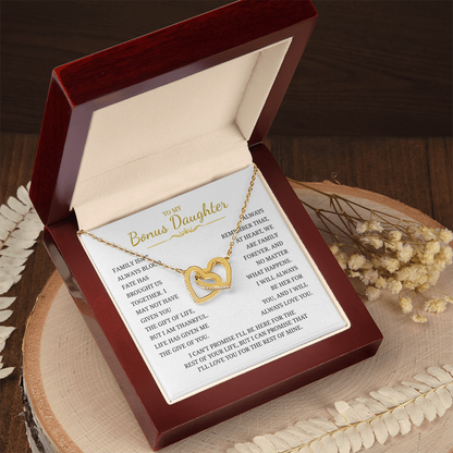 To My Bonus Daughter Interlocking Hearts Necklace