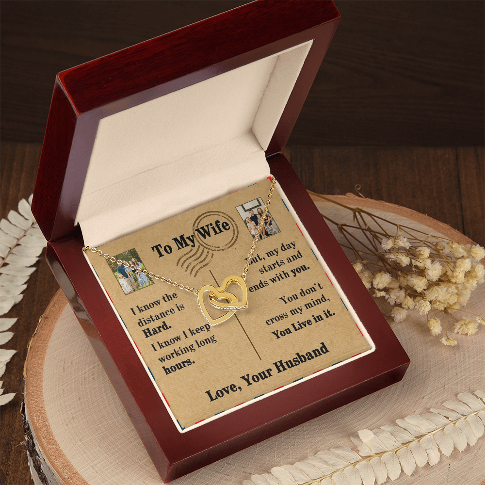 To My Wife Interlocking Hearts Necklace With 2 Photos