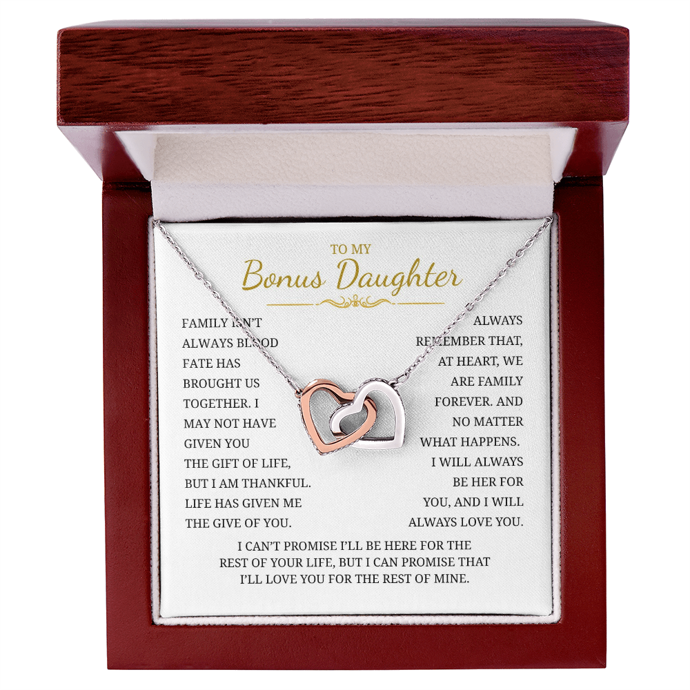 To My Bonus Daughter Interlocking Hearts Necklace