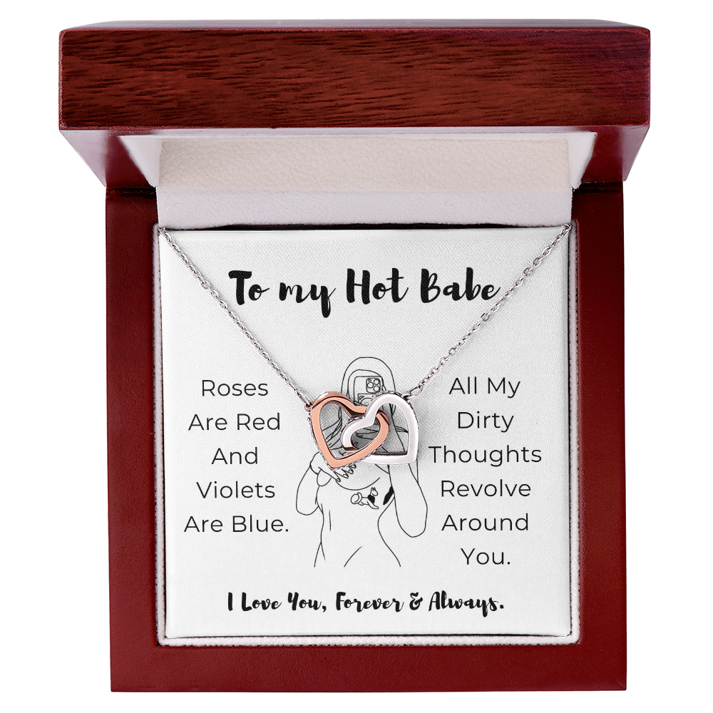To My Hot Babe Interlocking Hearts Necklace