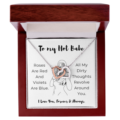 To My Hot Babe Interlocking Hearts Necklace