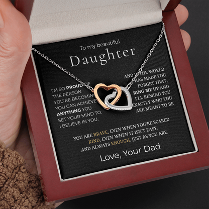 To My Daughter Interlocking Hearts Necklace