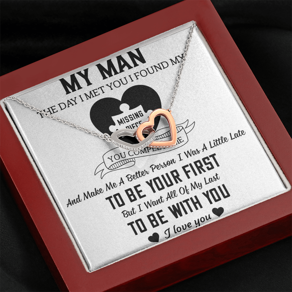 To My Man Interlocking Hearts Necklace