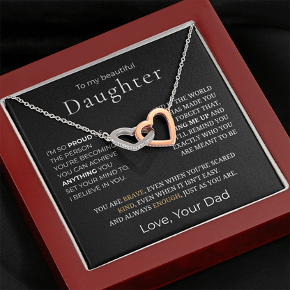 To My Daughter Interlocking Hearts Necklace