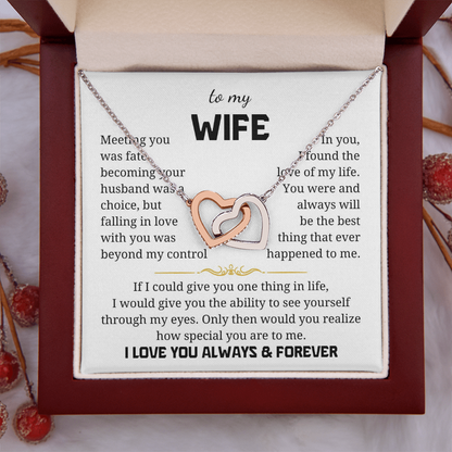 To My Wife Interlocking Hearts Necklace