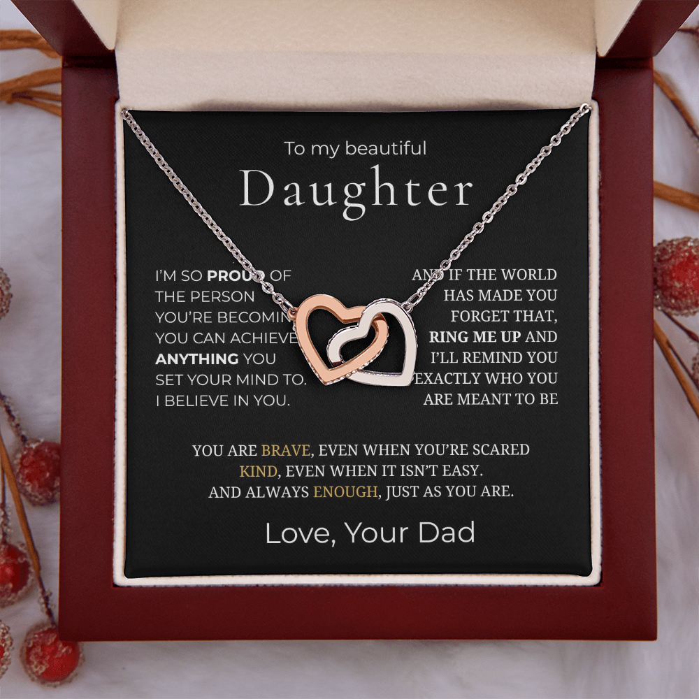 To My Daughter Interlocking Hearts Necklace