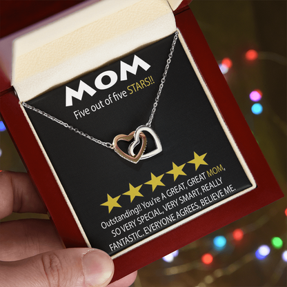 Mom 5 Stars Interlocking Hearts Necklace