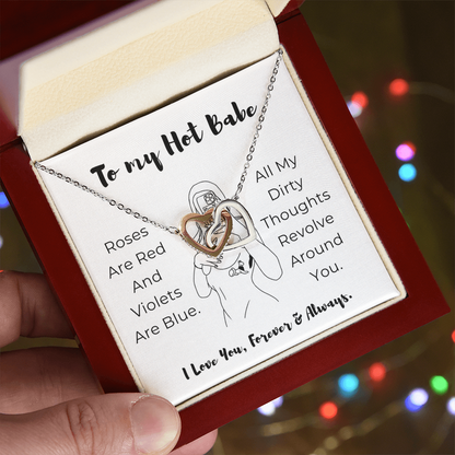 To My Hot Babe Interlocking Hearts Necklace