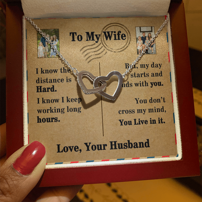 To My Wife Interlocking Hearts Necklace With 2 Photos