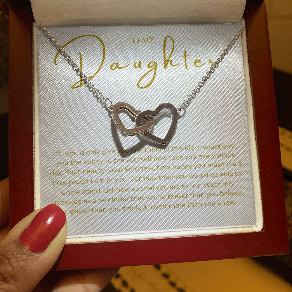 To My Daughter Interlocking Hearts Necklace