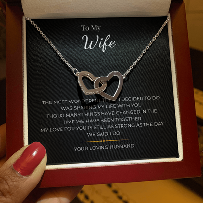To My Wife Interlocking Hearts Necklace