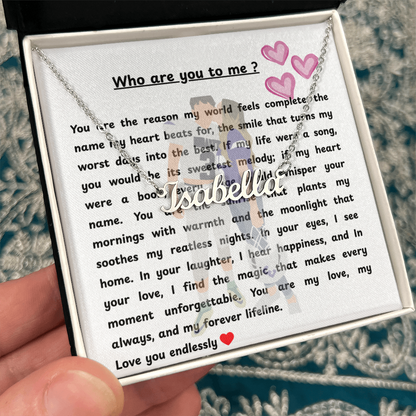Custom Who Are You To Me Name Necklace