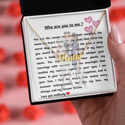 Custom Who Are You To Me Name Necklace