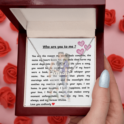 Custom Who Are You To Me Name Necklace