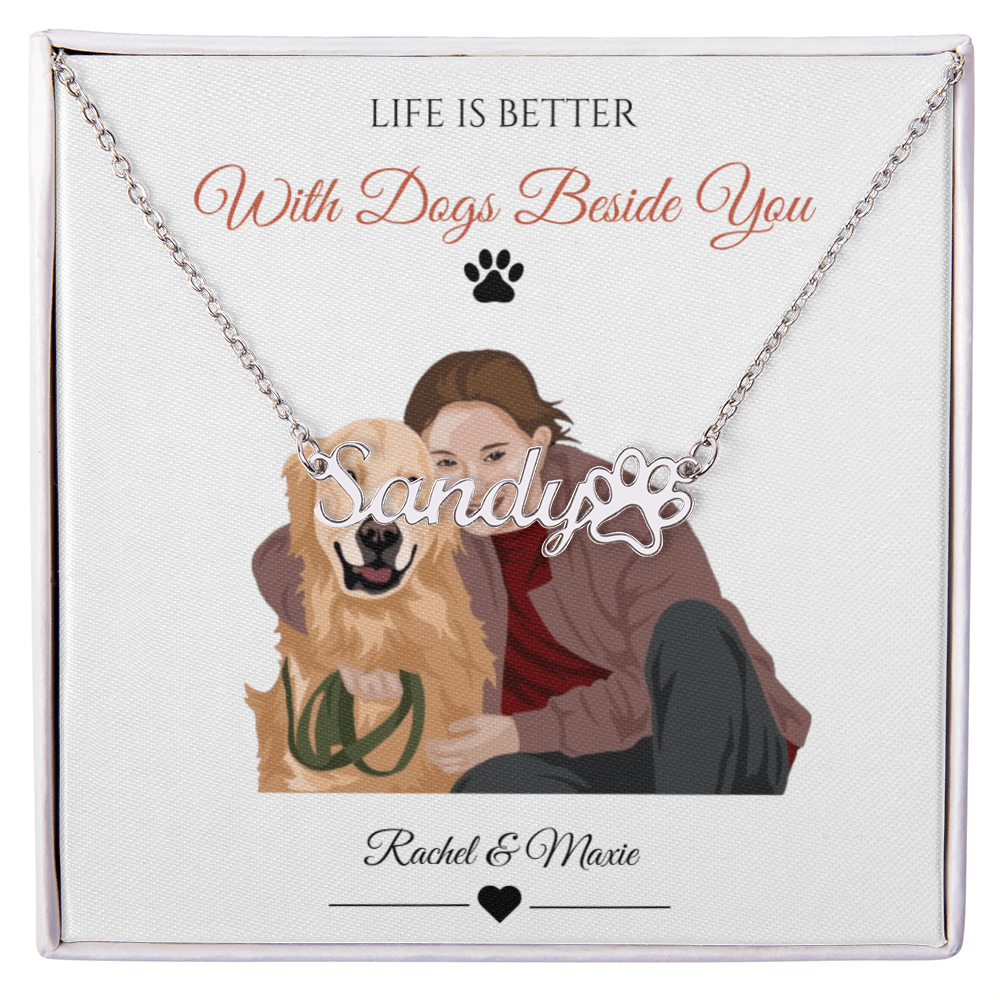 Custom Paw Print Name Necklace