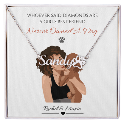 Custom  Paw Print Name Necklace