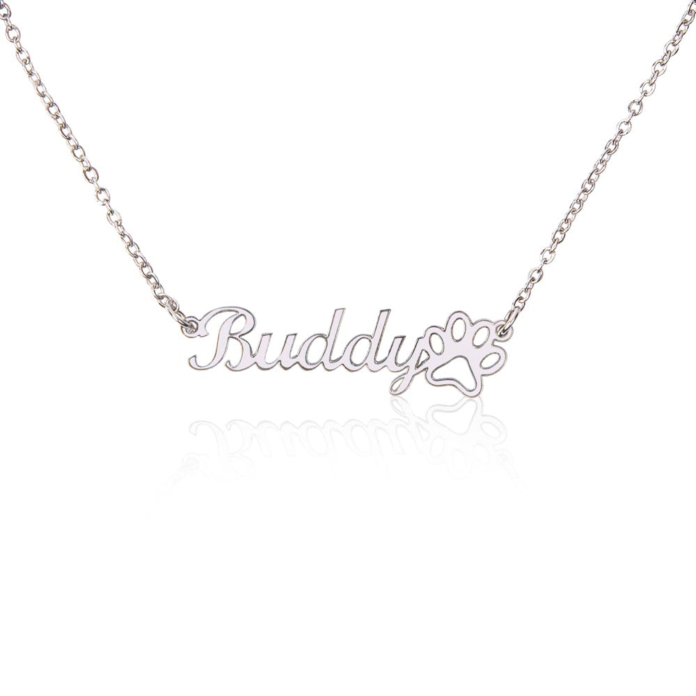 Custom  Paw Print Name Necklace